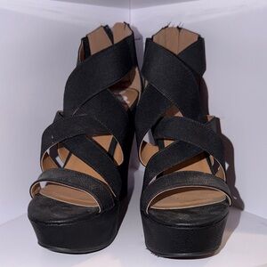 Elegant Black Strappy Women's Platform Heels